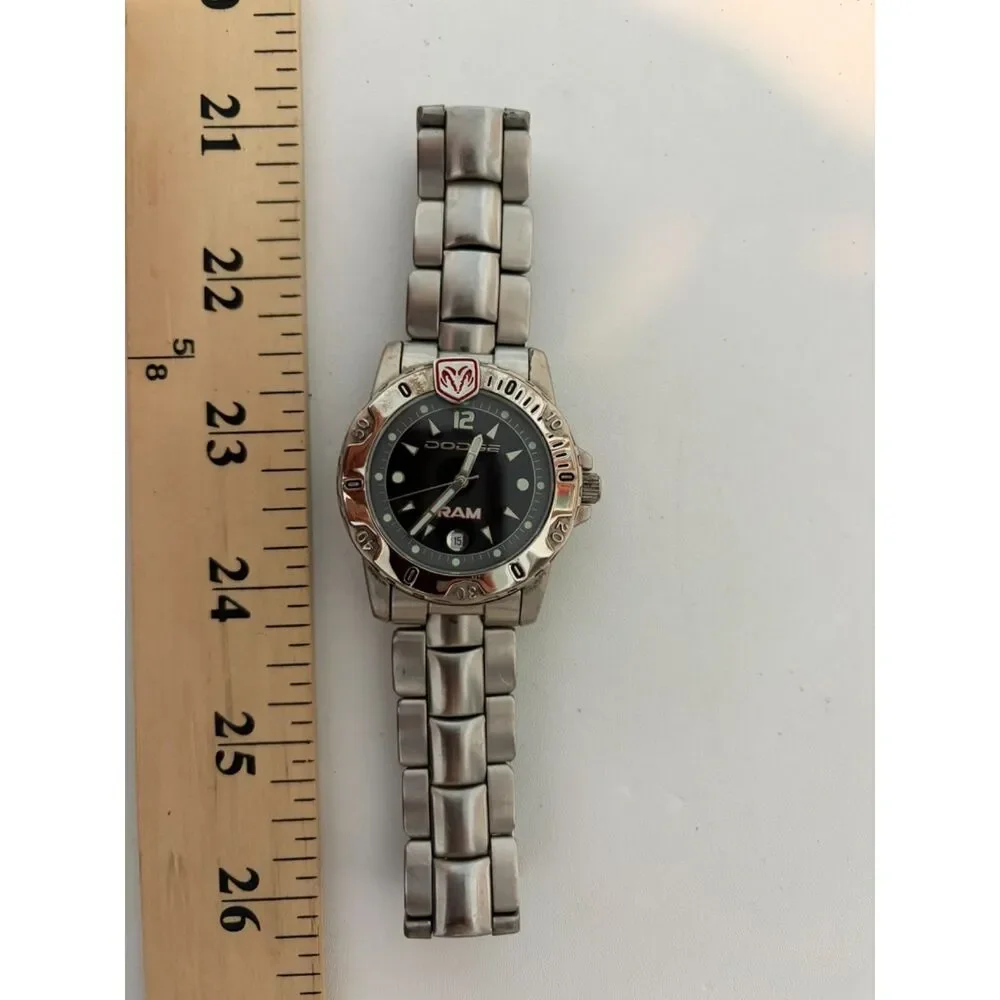 Dodge RAM mens stainless steel quartz watch with Black dial